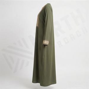 Abaya simple en mousseline de soie pour femme, style modeste, respirante, Kaftan, Caftan, Robe de prière, Vêtements islamiques OEM, Coupe trapèze, Vente en gros - Product Image 3