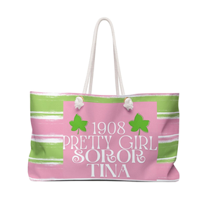AKA Pretty Girl Weekender <b>Bag</b> Personalized AKA Apparel Probate Gift Travel Tote Greek Life <b>Overnight</b> Carryall <b>Bag</b> - Product Image 1