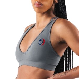Sujetador deportivo con escote en V profundo para mujer, color gris carbón, espalda cruzada, transpirable, elástico, para correr, yoga, fitness y rendimiento. - Product Image 3