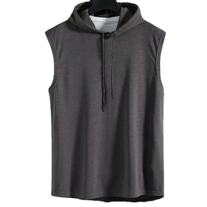 Camiseta sin mangas con capucha para hombre, de poliéster/algodón, al por mayor, con logotipo personalizado de fábrica, OEM, de alta calidad, de secado rápido, para verano, proveedor profesional PUFFIN - Product Image 5