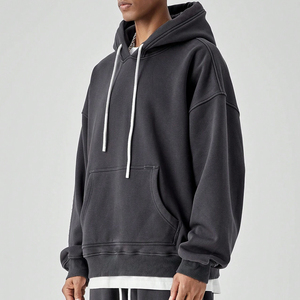 Nuevas sudaderas con capucha de diseño transpirable para hombre, personalizadas, con hombros caídos, con efecto lavado ácido, para uso casual en otoño, a buen precio. - Product Image 3