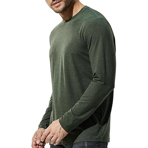 T-shirt à manches longues pour homme, décontracté, en coton uni, coupe confortable - Product Image 2