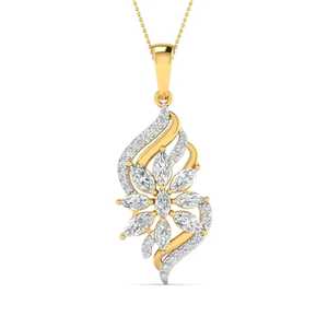 Collier pendentif en argent sterling 925 plaqué or avec diamant de laboratoire de forme marquise, fleur de luxe, certifié IGI, pour femmes, bijoux fins - Product Image 3