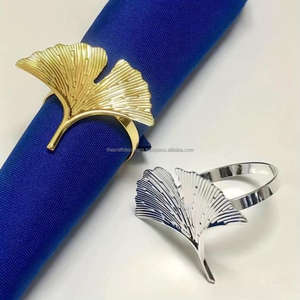 Anneau de serviette en argent avec feuille coulée et porte-mouchoir réglable facile à dîner décoratif derniers anneaux de serviette à un prix abordable - Product Image 2