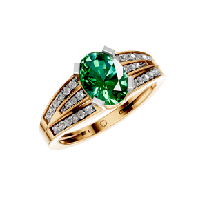 Elegante Anillo de Compromiso y Matrimonio Chapado en Oro de 14K y 18K con Certificado IGI, con Diamantes de Corte Oval Esmeralda y Engaste de Puntas - Product Image 6