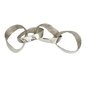 Sculpture nordique en métal doré antique à maillons de chaîne, objet décoratif minimaliste multi-anneaux pour table basse, étagère et décoration de bibliothèque - Product Image 3