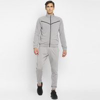 Conjunto Deportivo para Hombre, Gris, con Cierre Completo, Casual, de Color Sólido, Poliéster y Algodón, con Capucha, Manga Larga, para Invierno, Diseño 2 en 1