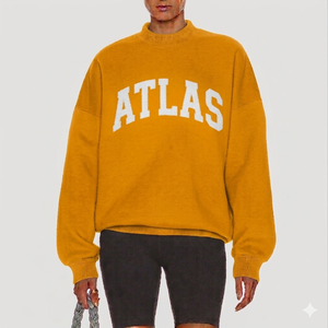 Sweat-shirt à col montant personnalisé avec logo, coupe oversize en molleton de coton, pull chaud d'hiver, streetwear décontracté, commande en gros, haut tendance - Product Image 6