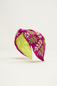 Serre-tête élastique fait main en perles de rocaille avec broderie, accessoire tendance pour femmes et filles, provenant d'Inde - Product Image 6