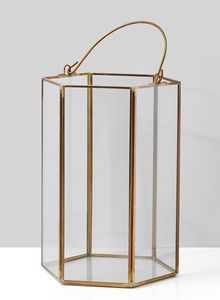 Candelabro Moderno de Cristal Dorado Hexagonal con Base de Espejo, Caja de Cristal para Velas, para Centros de Mesa de Boda, Fiestas, Navidad - Product Image 5