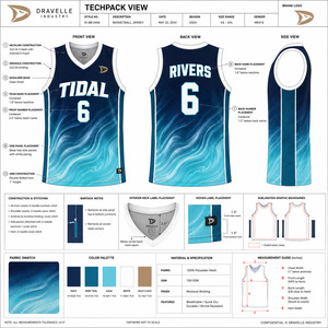 Tidal Basketball Jersey Men's Sleeveless V-Neck Tank Top Sublimated Moisture Wicking 100% Polyester <b>Athletic</b> Fit - Product Image 5