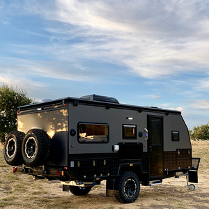 Luxury Off Grid Caravan Pop Top Camper Travel Trailer RV Mobile Home with <b>Kitchen</b> Bathroom Sleeping Space - Product Image 1