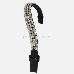 Nouvelle bande de sourcils bling équine à dégagement rapide avec bouton-pression cristaux clairs bande de sourcils de cheval en cuir en forme de vague décorative - Product Image 5