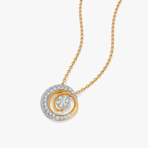 Collar con Colgante Circular de Diamante Cultivado en Laboratorio en Oro Amarillo con Halo en Espiral - Product Image 2