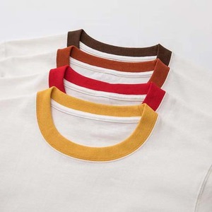 Camiseta de Hombre Naranja con Cuello Redondo y Ribete en Contraste, Manga Corta, Corte Regular, Casual, 100% Algodón Tejido, Color Sólido - Product Image 2