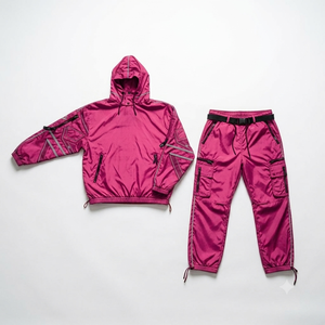 Conjunto Deportivo Premium para Hombre, Color Rosa, con Capucha, Resistente al Viento, Transpirable, Estampado, Chaqueta y Pantalones para Otoño, Ropa Deportiva de Secado Rápido - Product Image 1