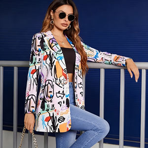 Oferta en Blazers de Moda Temu con Estampado de Grafiti para Mujer, Corte Holgado, Estilo Informal para Oficina y Calle - Product Image 4