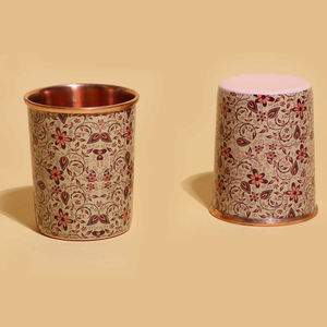 Vaso de Agua de Cobre Meadow Bloom con Diseño Floral Inspirado en la Naturaleza, Vaso Decorativo para Bebidas, Vajilla Decorativa, Regalo, Colección para Exportación al por Mayor - Product Image 2