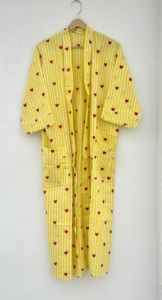 High Selling Summer Cotton <b>Kimono</b> <b>Robe</b> <b>Long</b> Sleeve Full Length V-neck Beach Wear Hotel Use - Product Image 3
