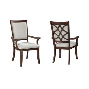 Juego de 2 Sillas de Comedor Tapizadas en Color Beige con Acabado en Madera de Cerezo Tradicional, Sillas Formales para el Comedor - Product Image 1