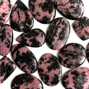 Natural Rhodonite Pink <b>Black</b> Cabochon Loose Gemstone <b>Polished</b> Smooth Rhodonite Stone Cabochons for Jewelry Making Pendant Ring - Product Image 1