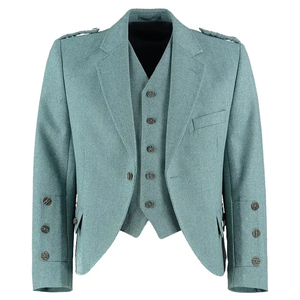 Men's New Hot Custom Scottish Formal 100% Wool Patchwork Design Prince Charlie Safari <b>Jacket</b> & Waistcoat for Winter - Product Image 5