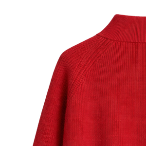 Women Knit <b>Cardigan</b> Red Casual Long Sleeve Half Zip Button Down Winter Top Selling Fashion Lady Ribbed Sweater Outerwear Coat - Product Image 4
