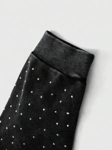 Sudadera con capucha y cremallera para hombre, de algodón grueso, con lavado ácido retro, negra, con diseño de pedrería completa, bordado personalizado, estilo otoñal - Product Image 6