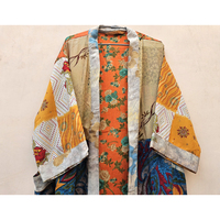 Robe Kimono d'été pour femme en satin de soie indien, style bohème vintage, à motifs floraux, respirante, douce, avec taille élastique et col en V, longueur intégrale