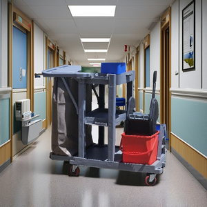 Carrito de Limpieza Industrial KC Green de Plástico con 1 Estante y 4 Ruedas, Capacidad de 300 lb, Estructura PPCP para Uso en Interiores - Product Image 1