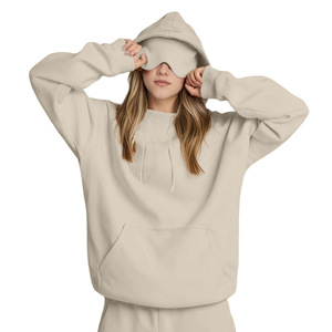 Autumn Winter Casual New Arrival Solid-Color Fleece Loose-Fit Hoodie Built-In <b>Eye</b> <b>Mask</b> Pullover Long-Sleeve Set KT - Product Image 5