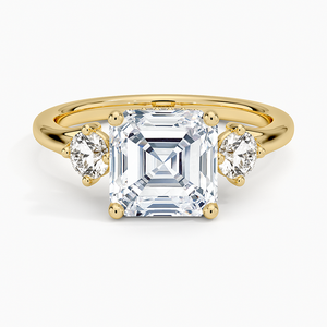 แหวนหมั้นเพชรทรง Asscher แบบลอยตัวสามเม็ด เพชรเลี้ยงในห้องปฏิบัติการ สำหรับผู้หญิง ทอง 14K และ 18K สีเหลือง ชมพู ขาว สำหรับใส่ทุกวัน - Product Image 1