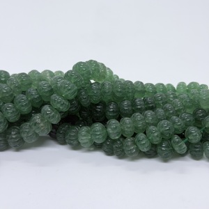 Perles de pierres précieuses en quartz vert naturel en forme de pastèque sculptées pour la fabrication de colliers et bijoux, 16 pouces - Product Image 2