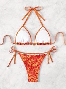 Women Fashion Floral Halter Bikini Set <b>Beach</b> Vacation Swimwear Bulk Order - Product Image 2