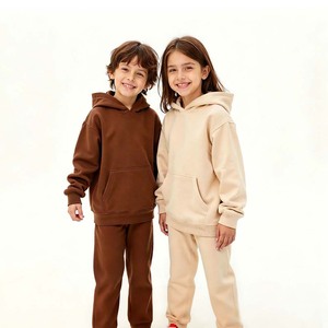 Unisex Black <b>Hoodie</b> And Jogger Set Full Sleeve Solid Color Casual Tracksuit With Drawstring Closure And Side Pockets For Kids - Product Image 6