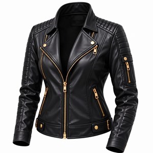 Chaqueta de Invierno de Cuero Genuino Personalizada para MUJER, Chaqueta de Motociclista Premium con Cierre, Prenda Exterior Moderna, Duradera, Cómoda y de Secado Rápido - Product Image 5
