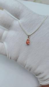 Collar Minimalista de Plata de Ley 925 con Colgante de Piedra del Sol para Niños, Corte Pera, Piedra del Sol Natural, Hecho a Mano, Joyería de Piedra de Nacimiento de Junio - Product Image 3