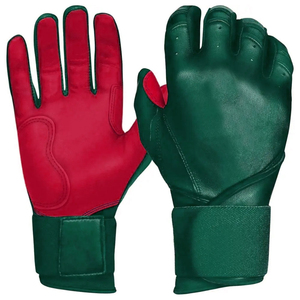 Custom Green Cowhide Full Finger Leather Baseball Batting Gloves Wrist Support Lightweight Design for Training-Softball Gloves - Product Image 1