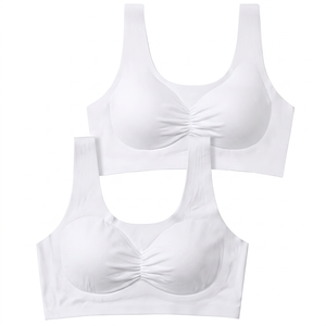 Soutien-gorge de sport pour femme, dos nageur, maintien moyen, noir ivoire, couleur unie, vêtements de sport - Product Image 2