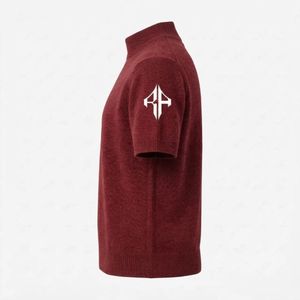 Pull en maille blanc sans logo, 100 % acrylique/coton, respirant et à séchage rapide, à manches courtes pour homme - Product Image 5