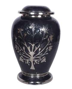 Urne funéraire en métal émaillé gris gravé pour cendres humaines adultes, style américain/européen - Product Image 1