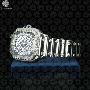 Charm Jewells Montre carrée de luxe pour femme, boîtier en acier inoxydable, lunette en diamant, mouvement à quartz analogique, cristal saphir - Product Image 2