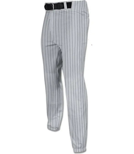 Pantalon de baseball pour homme blanc avec rayures bleues en polyester respirant coupe régulière fermeture à ceinture uniforme d'équipe - Product Image 2