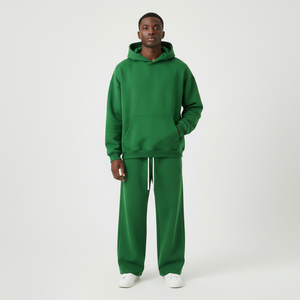 Ensemble de survêtement 2 pièces de qualité supérieure pour homme : sweat à capuche uni et pantalon de jogging ample – Vêtements de sport deux pièces pour la course à pied (vente en gros) - Product Image 3