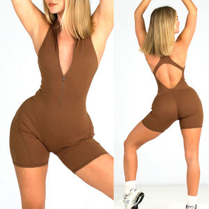 Body de compresión sin mangas para mujer, mono deportivo transpirable para gimnasio, yoga, de cintura alta, de secado rápido, personalizado, color liso. - Product Image 4
