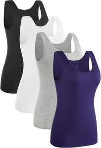Camiseta sin mangas para mujer, de punto, color liso, cuello redondo, informal, transpirable, de elastano y poliéster, sin mangas, largo regular - Product Image 3