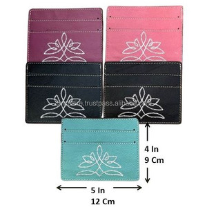 Tarjetero de piel de vaca genuino Delgado Popular personalizado, tarjetero de identificación de negocios con puntada de bota personalizado para mujer - Product Image 2