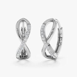 Yellow Gold <b>Infinity</b> Lab Grown Diamond Hoop <b>Earrings</b> - Product Image 3