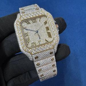 Custom Unisex Luxury <b>Sport</b> Business Stainless Steel Band White Gold ETA Mechanical Glass Dial Auto Date <b>Watch</b> with Moissanite - Product Image 4