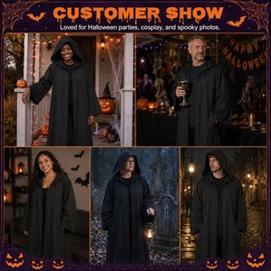 Disfraz de Armadura Completa de Manga Larga de Poliéster de Doble Cara con Capucha Negra, Unisex, para Halloween, Caballero Medieval - Product Image 3